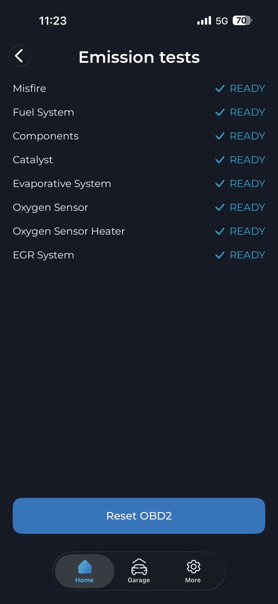 Carista Abgastests Screenshot